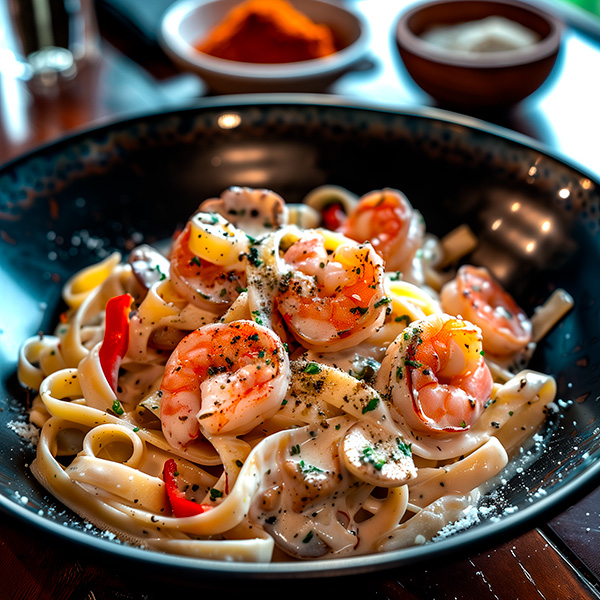 Fettuccini crémeux aux fruits de mer