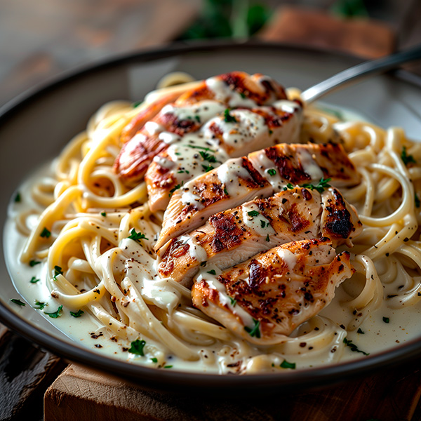 Linguini alfredo et poulet cajun