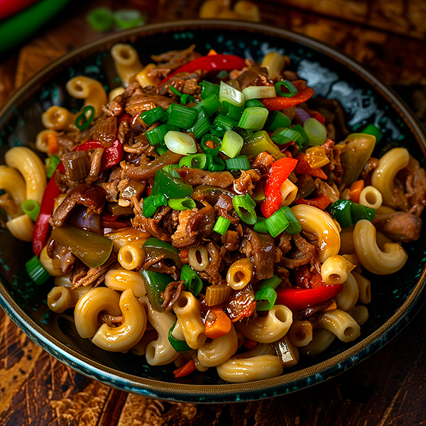 Macaroni chinois au porc effiloché