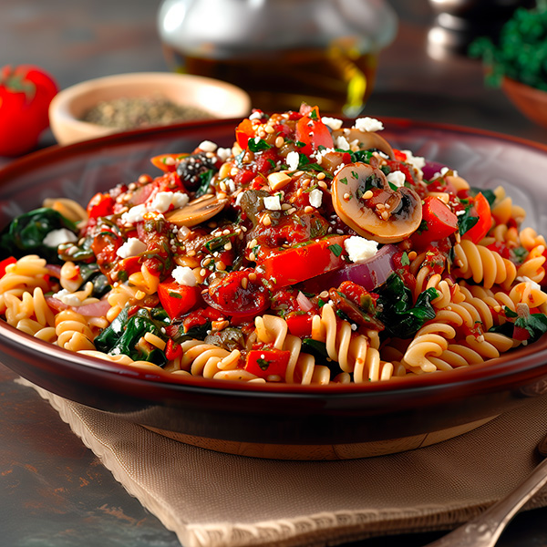 Fusilli méditerraneen aux légumes
