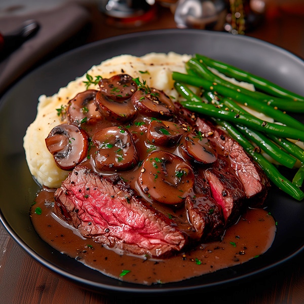 Bavette steak with hunter's sauce