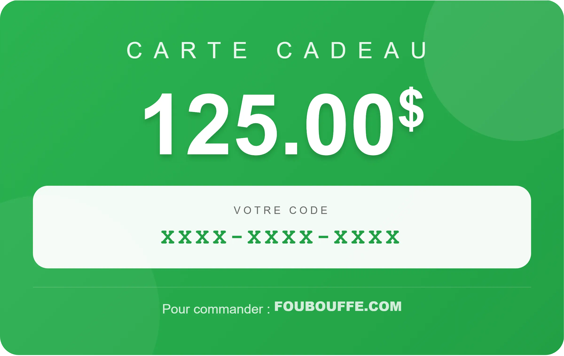 Carte Cadeau 125$