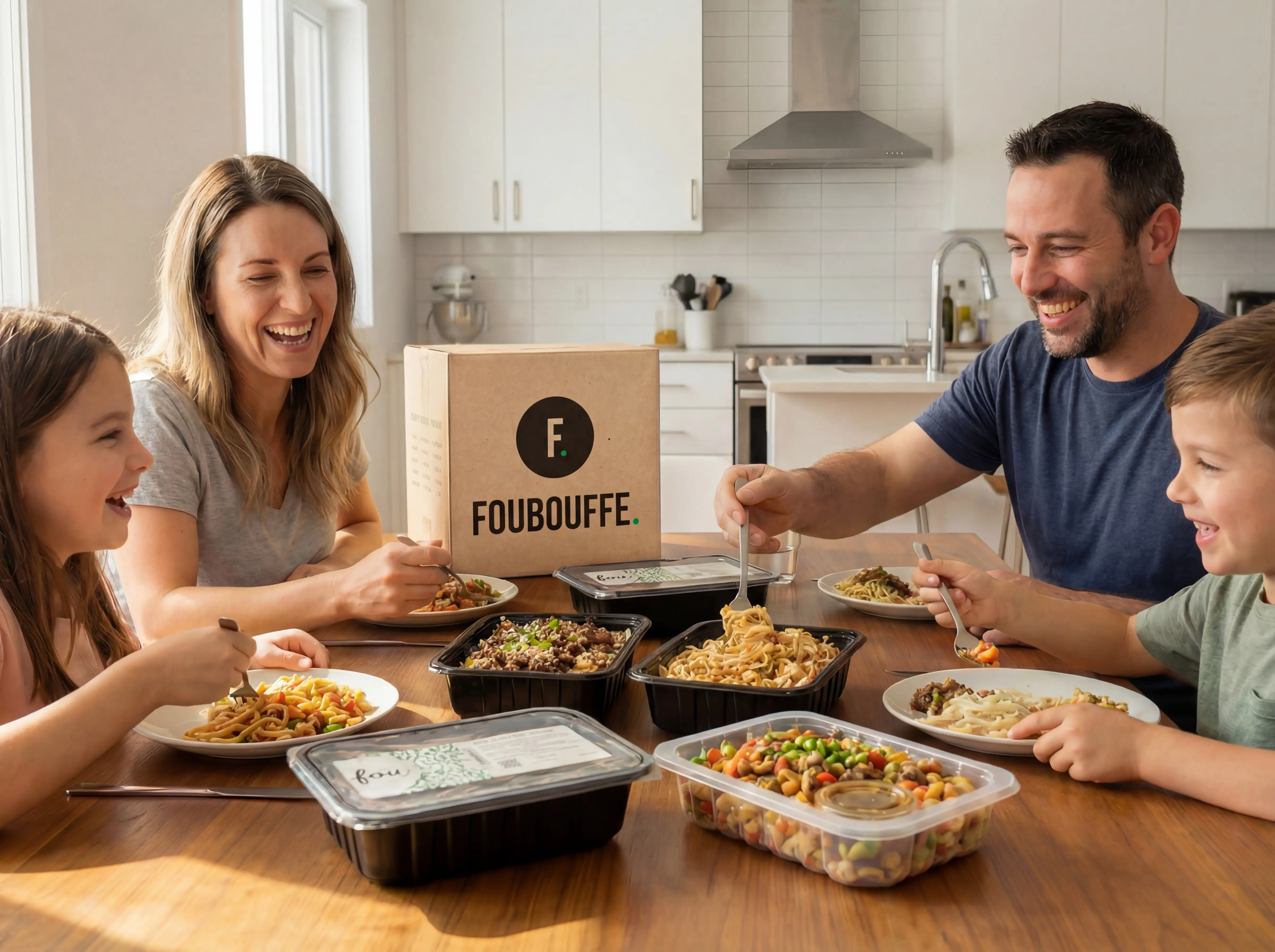 Famille qui profite des repas FOUBOUFFE